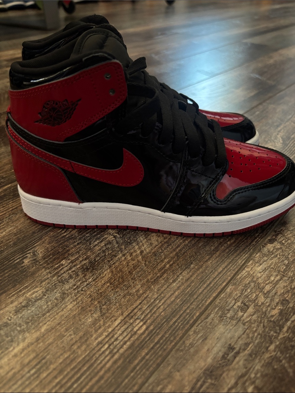 Nike Air Jordan 1 High Top Black & Red Patent Leather